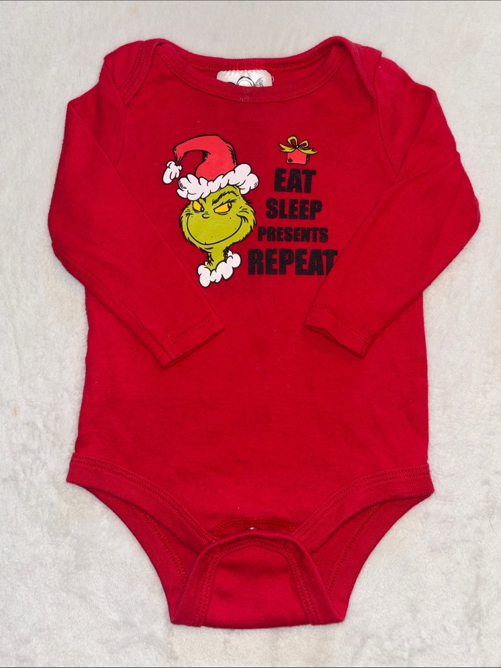 Red 6-12 month Grinch Holiday Baby One-Piece dr Seuss